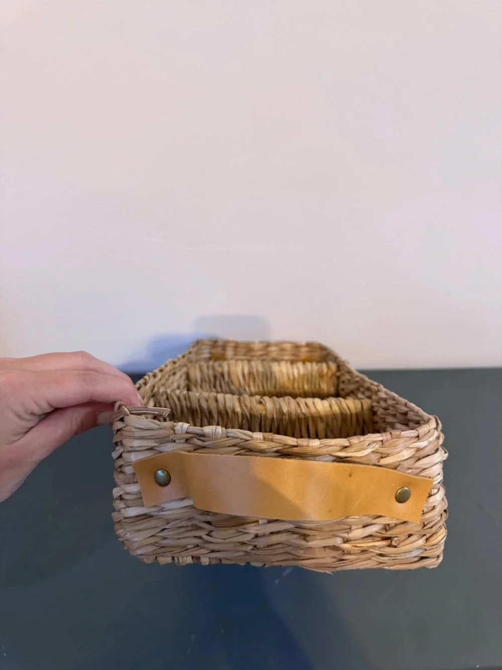 Woven Seagrass Bath Organizer Basket - Brown